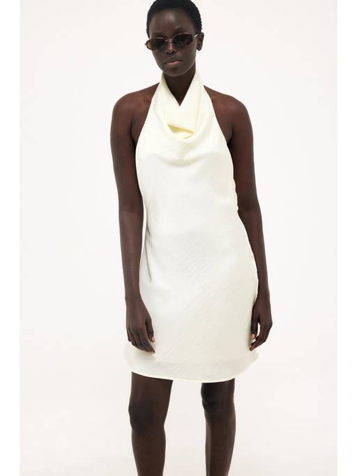 halter neck cream dress Buy NA-KD Draped Satin Mini (EURO 34) Online minimal boho style
