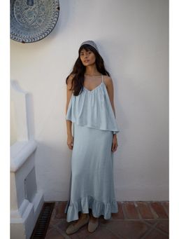 NA-KD - Light Blue Volume Strap Maxi Dress