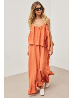 NA-KD - Peach Volume Strap Midi Dress