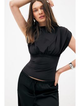 NA-KD - Black Short Sleeve Jersey Top