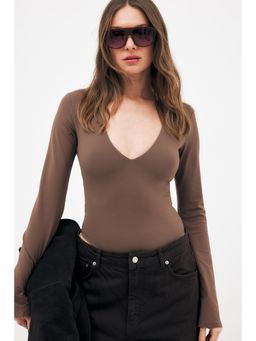 NA-KD - Brown Double Folded Bodysuit