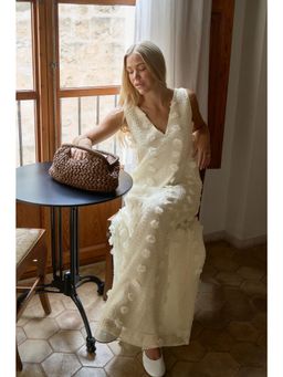 NA-KD - Cream Structured V-Neck Maxi Dress