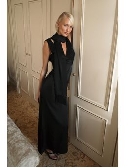 NA-KD - Black Lace Detail Scarf Maxi Dress