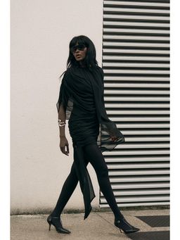 NA-KD - Black Chiffon Draped Mini Dress