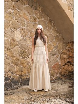 NA-KD - Beige Seam Detail Maxi Dress