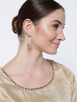 Priyaasi - Off White Gold Plated Circular Hoop Earrings