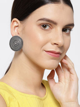 Priyaasi - German Silver Circular Drop Earrings