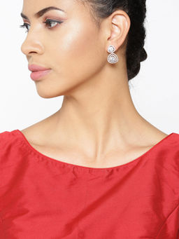 Priyaasi - Rose Gold Plated Geometric Shapes Drop Earrings