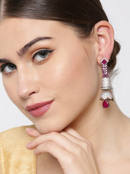 Priyaasi - Ruby & AD Studded Jhumki Drop Earrings