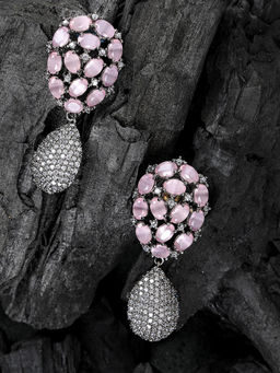 Priyaasi - Silver-Plated Artificial Stone Studded Drop earrings
