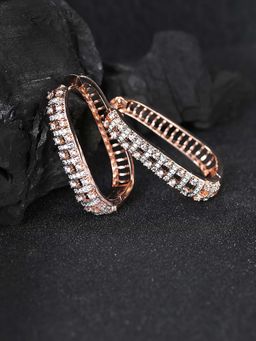 Priyaasi - Rose Gold-Plated American Diamond Studded Hoop earrings