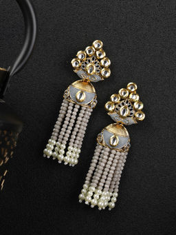 Priyaasi - Kundan Studded Beaded Drop Earrings