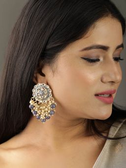 Priyaasi - Kundan Studded Beaded Floral Earrings