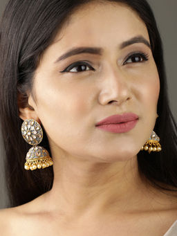 Priyaasi - Kundan Studded beaded Jhumka Earrings