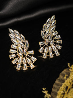 Priyaasi - Stones Studded Rose Gold Plated Drop Earring