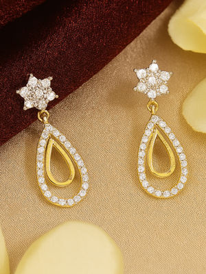 Estele Classic Star Teardrop Earrings|Dual Finish Daily & Office Wear