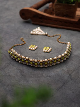 PAYA - Kundan-Yellow Stone Choker Necklace Set