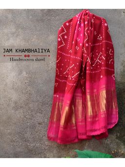 Amounee - Jam Khambhadiya Hand Woven Shawl - Pink