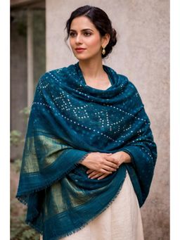 Amounee - Jam Khambhadiya Hand Woven Shawl - Blue