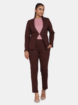 Powersutra - Stretch Pant Suit For Women - Chocolate Brown (Set of 2)