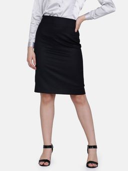 Powersutra - Black Poly Cotton Straight Skirt