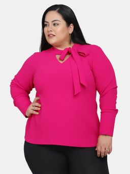 Powersutra - Cut Out V-neck Stretch Top - Hot Pink