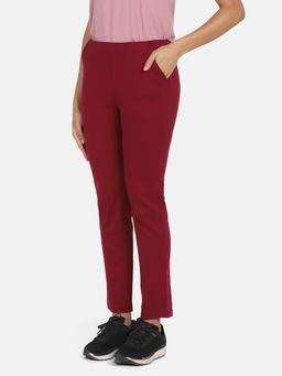 Powersutra - Maroon Slim Fit Stretch Pants