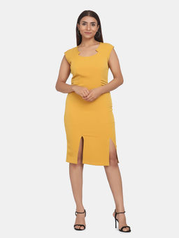 Powersutra - Mustard Yellow Stretch Formal Evening Dress
