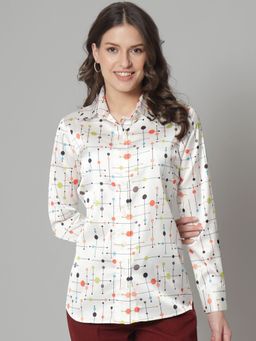 Powersutra - Printed Collared Shirt - White