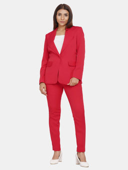Powersutra - Single Button Blazer For Women- Red