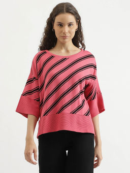 United Colors of Benetton - Regular Fit Round Neck Striped Top
