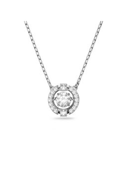 SWAROVSKI - Una Necklace, Round Cut, White, Rhodium Plated