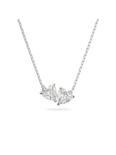 Mesmera Necklace, Heart, White, Rhodium Plated