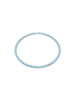 SWAROVSKI - Matrix Tennis Necklace, Round Cut, Medium, Blue, Rhodium Plated
