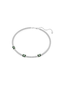 SWAROVSKI - Matrix Tennis Necklace, Mixed Cuts, Green, Rhodium Plated