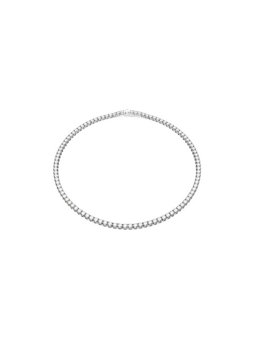 SWAROVSKI Matrix Tennis Necklace, Round Cut, White, Rhodium Plated