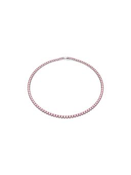 SWAROVSKI - Matrix Tennis Necklace, Round Cut, Pink, Rhodium Plated