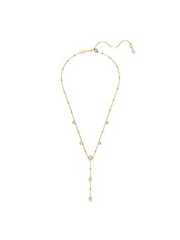 SWAROVSKI - Imber Y Necklace, Round Cut, Scattered Design, White, Gold-Tone Plated