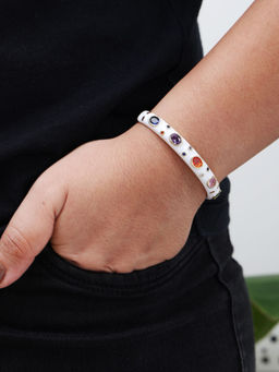 Viari Accessories - Enamel Kada Brcelet with Gemstones