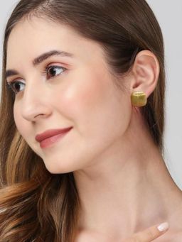 OOMPH - Gold Square Large Stud Earrings - Bold Gold Look - for Women