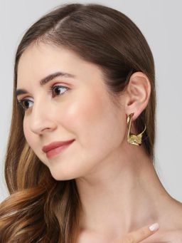 OOMPH - Gold Twisted and Textured Large Hoop Earrings - Bold Gold Look for Women