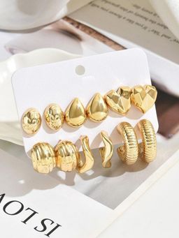OOMPH - Hoop and Stud Earrings - Heart, Oval, Ear Drop and Round Shape (Pack of 6)