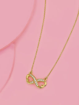 Carlton London - 925 Sterling Silver 18Kt Gold Plated with Cz Infinity Necklace for Women