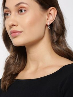 Carlton London - 925 Sterling Silver Rhodium Plated with Cz Contemporary Drop Earring for Women