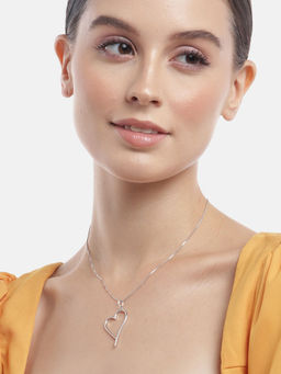 Carlton London - 925 Sterling Silver Rhodium Plated with Dangling Heart Pendant and Chain for Women