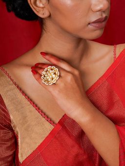 Teejh - Lalima Gold and White Ring