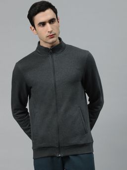 Alcis - Men Grey Melange Solid Sweatshirt