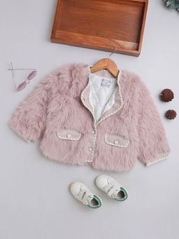Hopscotch - Girls Pink Button Embellished Full-Sleeve Jacket