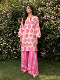 Poppi - Strawberry Pink Printed Kurta With Salwar