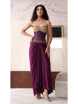 Basanti Kapde aur Koffee - Purple The Imperial Noir Corset Top with Skirt